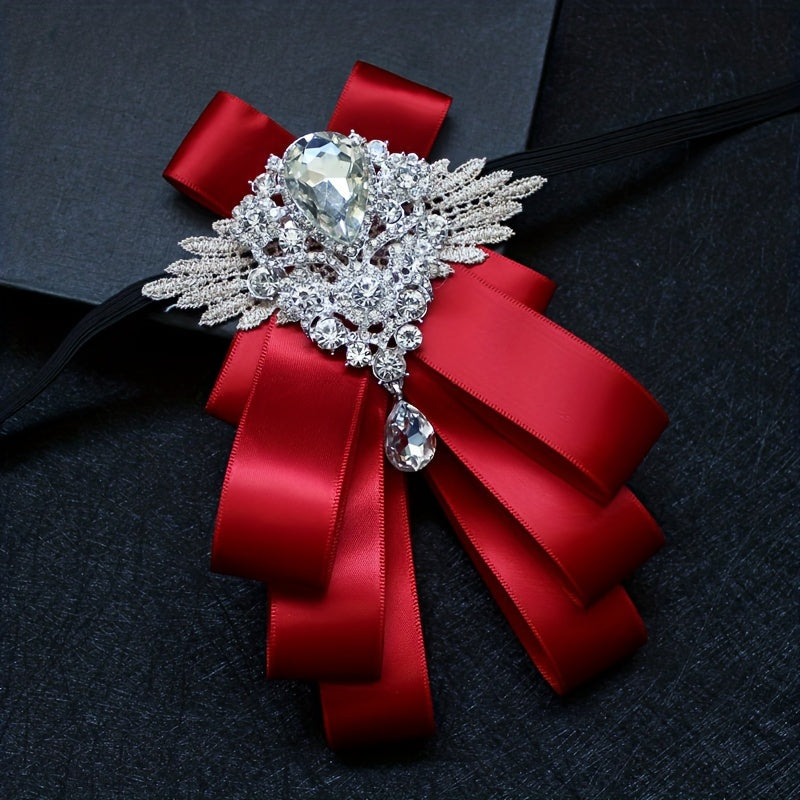 Men's Nightclub Suit with Artificial Diamond Bow Tie Black Slim Fit Formal Tuxedo