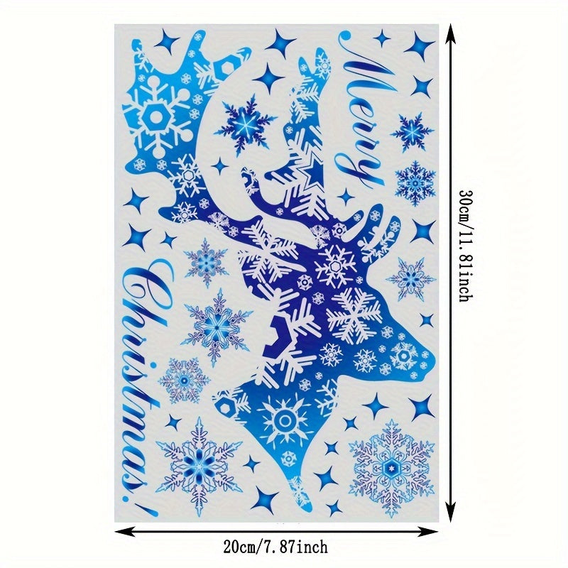 Christmas Snowflake Elk Window Film PVC Static Cling for Home Decor