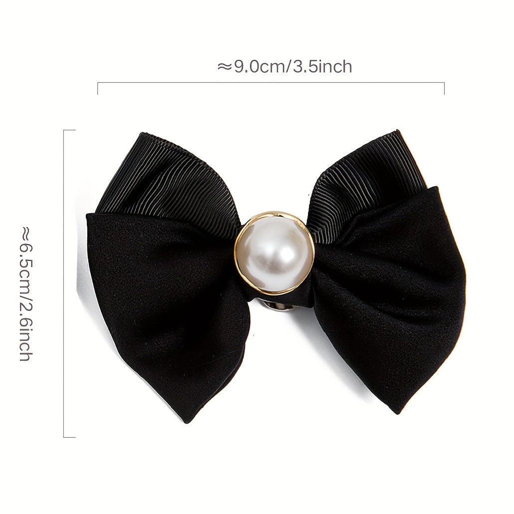 Women Faux Pearl Bowknot Shoe Clips Detachable Buckles for Wedding High Heels