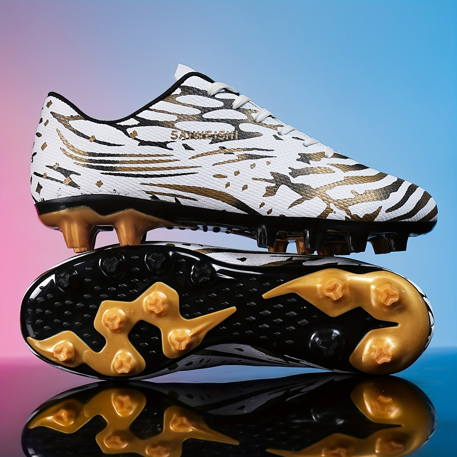 Men's Soccer Cleats Long and Turf Studs Universal Fit PU Upper Fabric Lining TPU Sole High Traction Durable