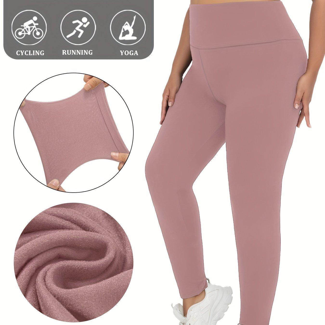 Plus Size High-Waisted Tummy Control Yoga Leggings for Women Blue