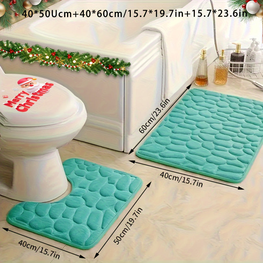 Memory Foam Bathroom Rug Set with Non-Slip Backing and Absorbent Mat for Shower Bathtub and Laundry Room