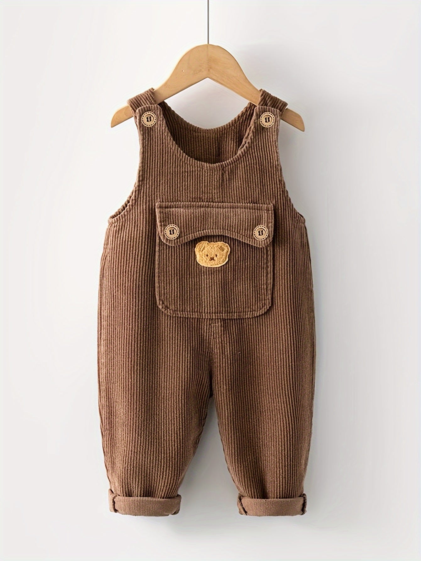 Kids Toddler Corduroy Overalls with Animal Print Pockets All-Season Loose Fit