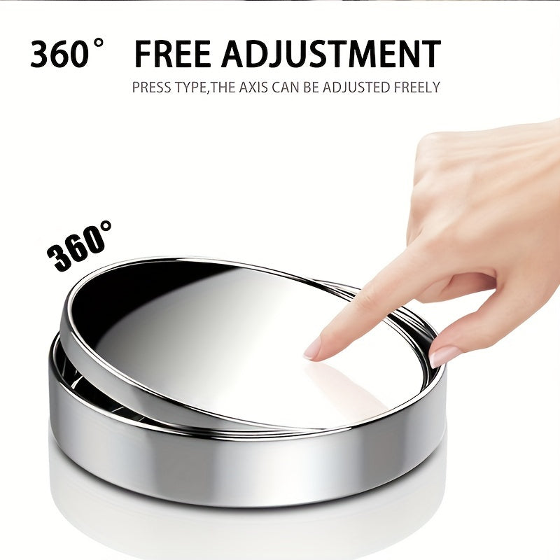 Car Auxiliary Rearview Mirror 2pcs Small Round Blind Spot 360° Reversing