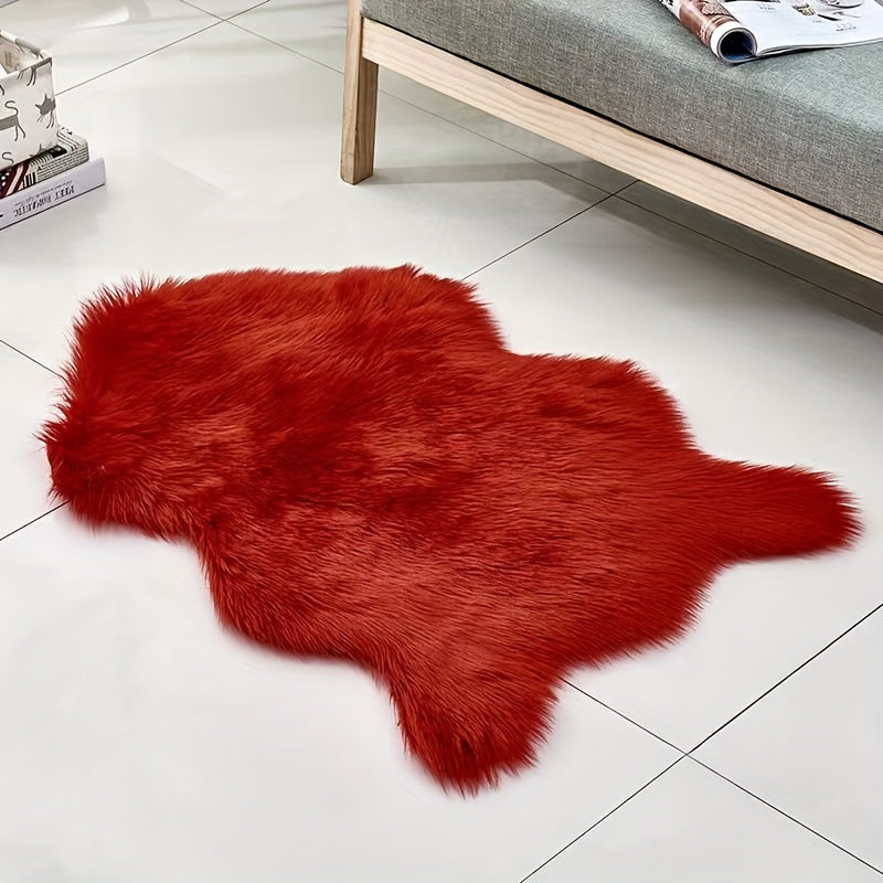 Faux Sheepskin Area Rug, Solid Color, Lightweight, Easy to Clean, Indoor Use