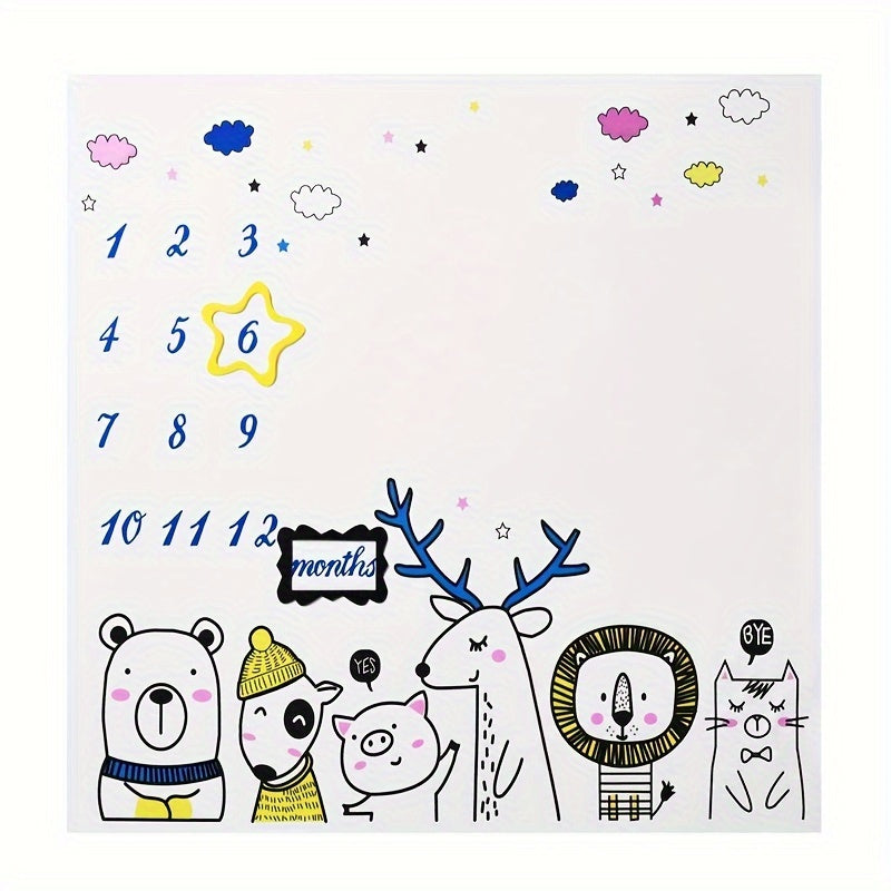 Baby Blanket for Creative Photography Props Soft White Polyester Monthly Growth Record for Kids