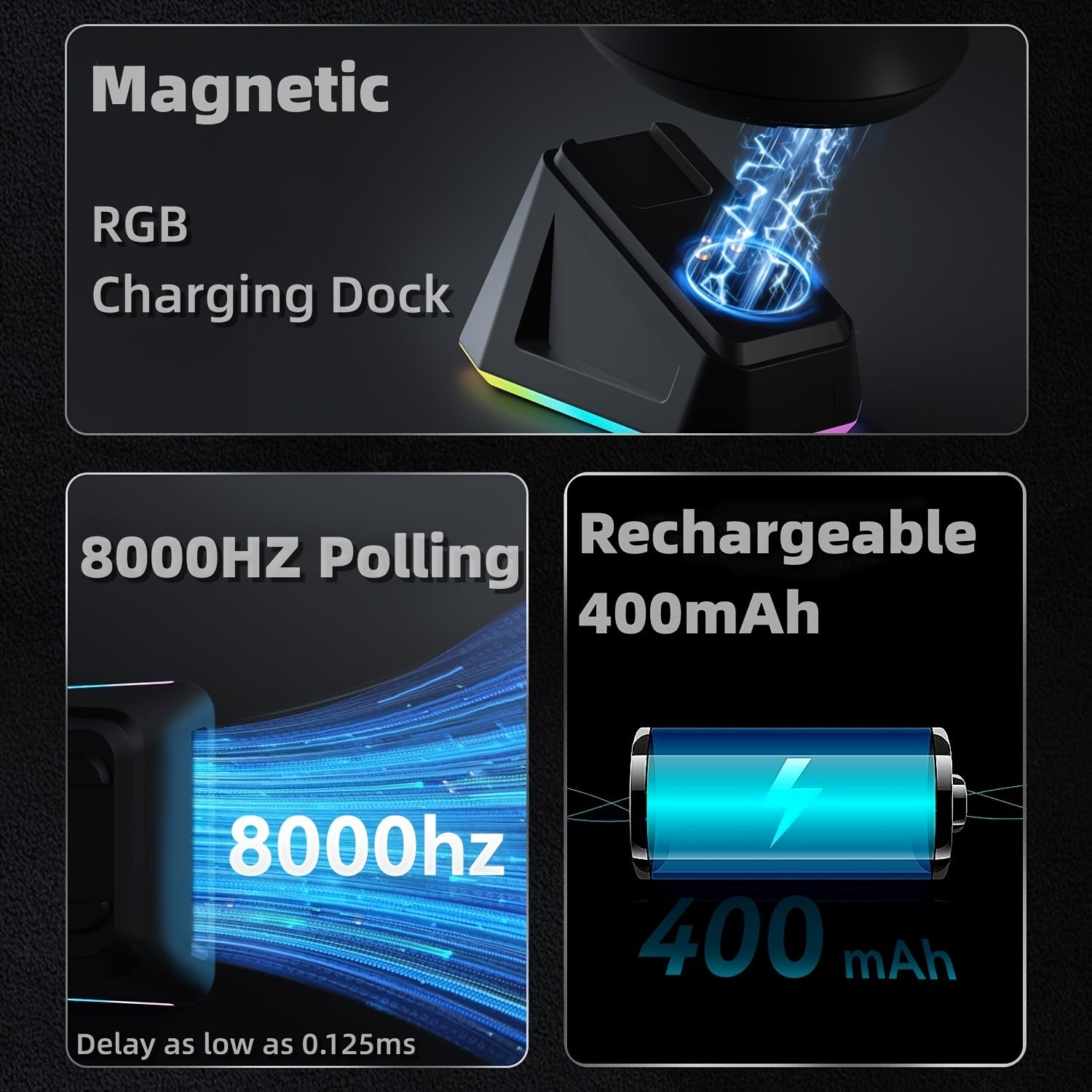 Gaming Mouse with 8KHz PAW3395 Sensor 26K DPI Ambidextrous Lightweight Wireless Wired