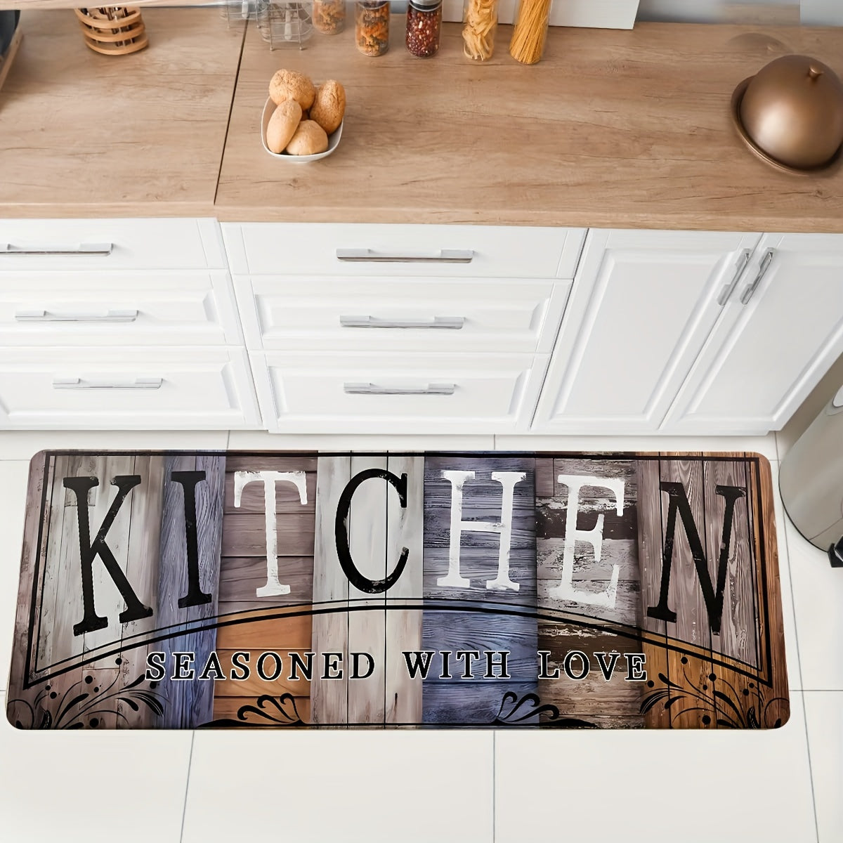 1 dona harfli bosma charchoqni oldini oluvchi pol matasi, kir yuvish va oshxona uchun, uyda yog'ga chidamli, yuvilishi mumkin bo'lgan eshik matasi, oshxona, hammom, lavabo, yashash xonasi, yotoqxona, kir yuvish va ofis uchun, uy bezaklari