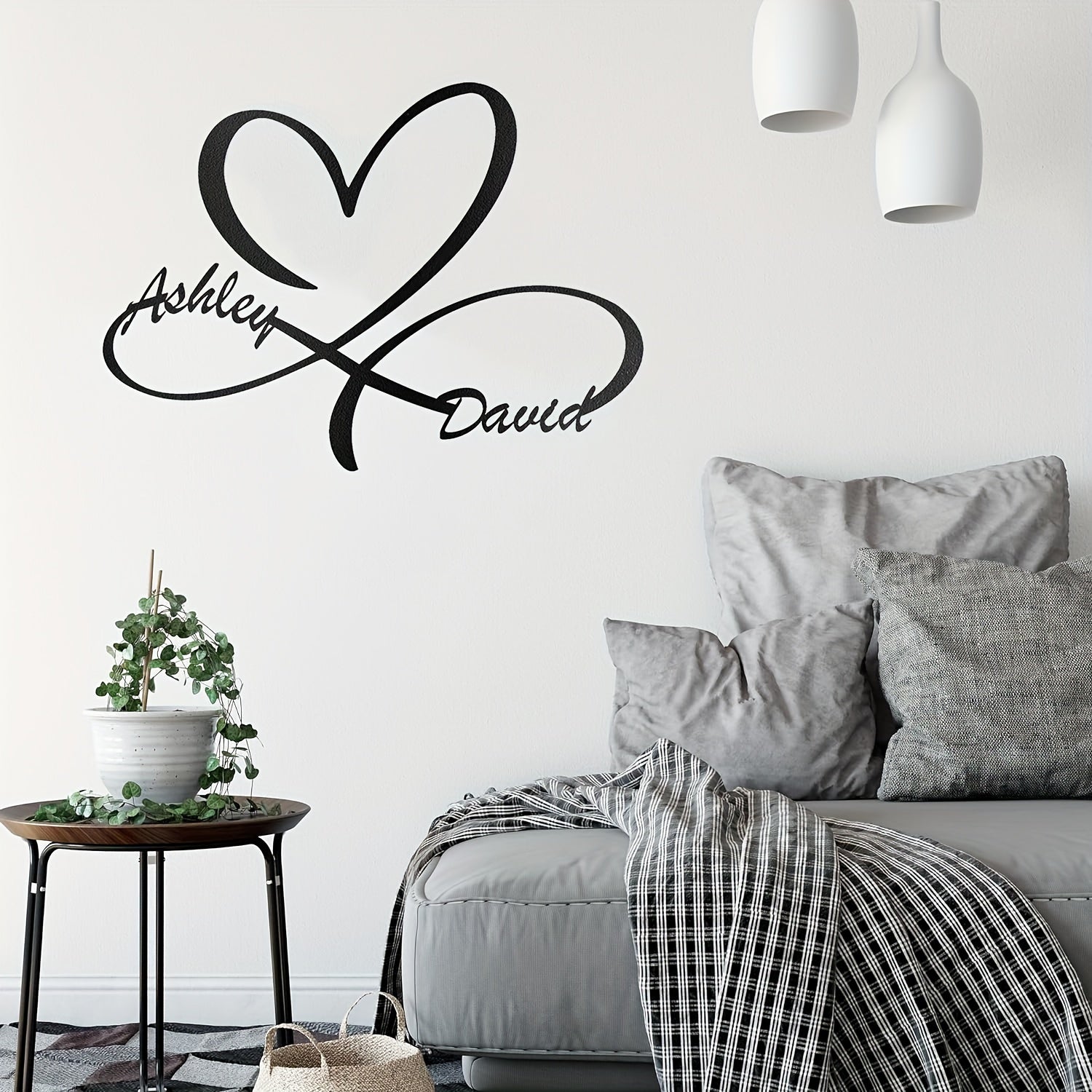 Metal Wall Art Heart Shape Customizable Monogram for Wedding or Couple Gift