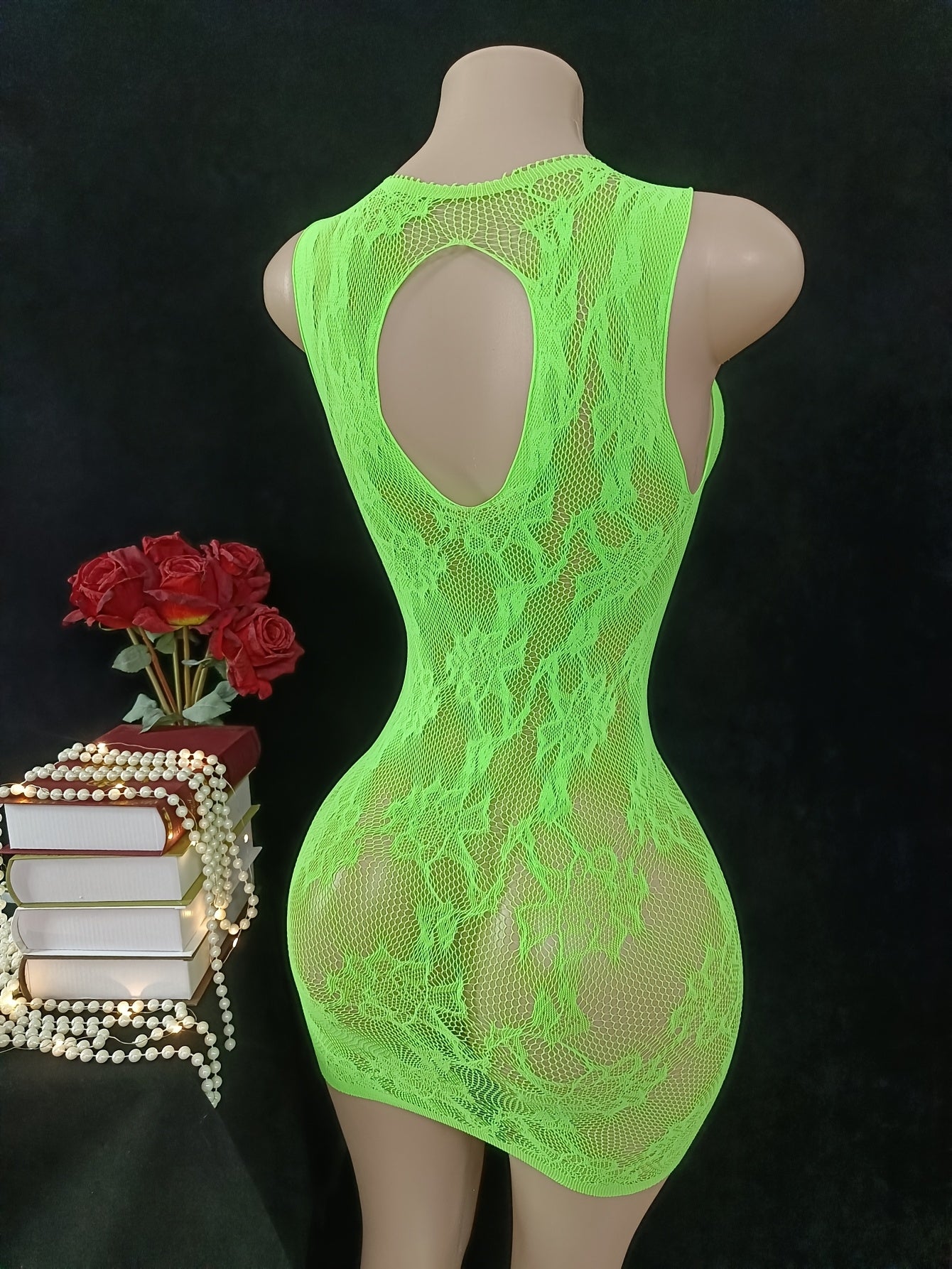 Vestido de lencería de red para mujer, malla sexy, body, vestido de playa, talla única