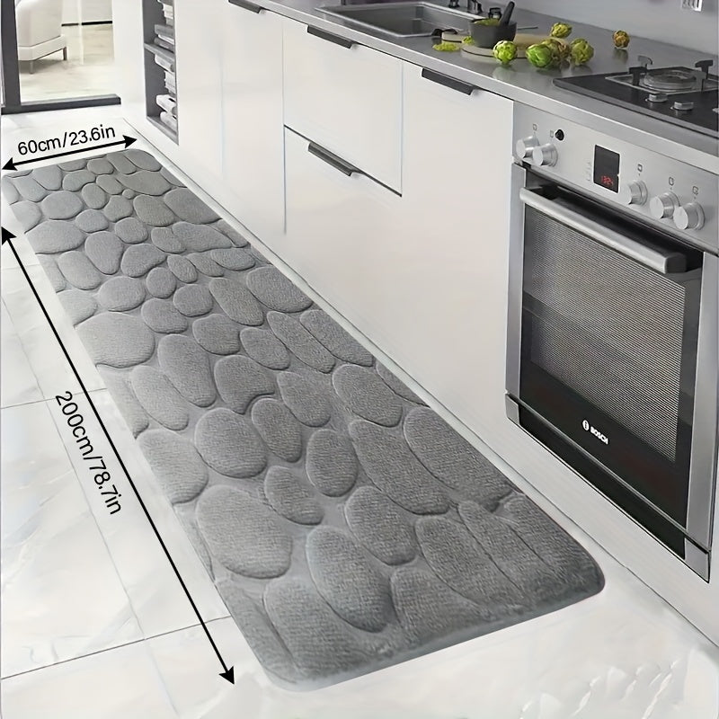 Alfombra de baño de espuma viscoelástica con relieve de piedra, antideslizante, suave, absorbente y lavable