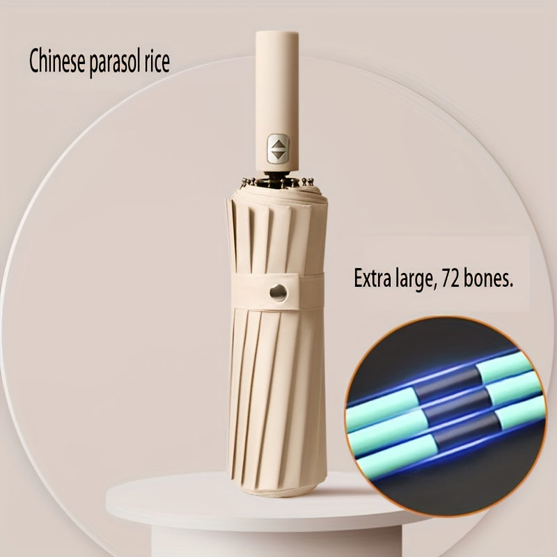 Paraguas automático unisex plegable con 72 varillas reforzadas protección UV resistente al agua