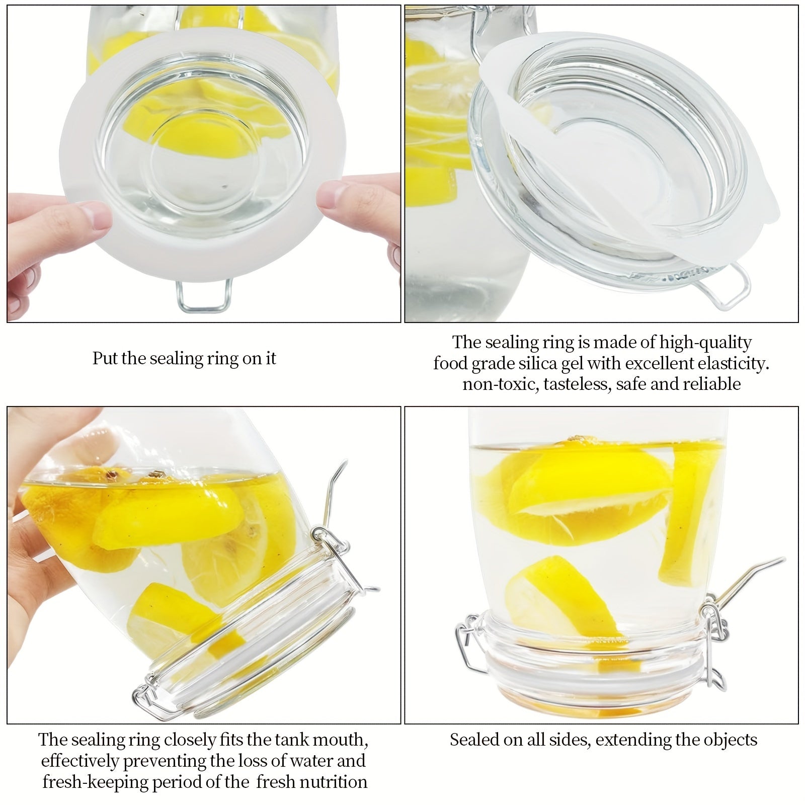 10 ta oq silikondan yasalgan oddiy bankalar, idishlar va shishalar uchun muhrlangan halqalar to'plami. Oshxona tashkiloti va saqlash uchun mukammal. Zarur oshxona aksessuarlari.