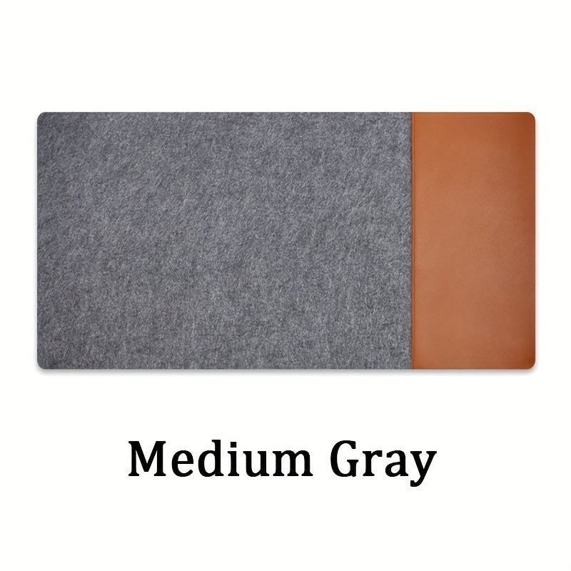 Large XXL Felt and PU Leather Gaming Mouse Pad Waterproof Non-Slip Oblong Edge Stitch