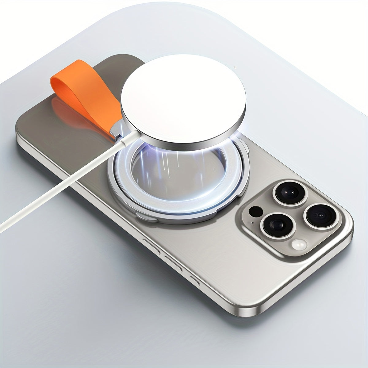 Magnetic Silicone Rubber Phone Holder with 360° Rotating Folding Ring for Car and Desktop