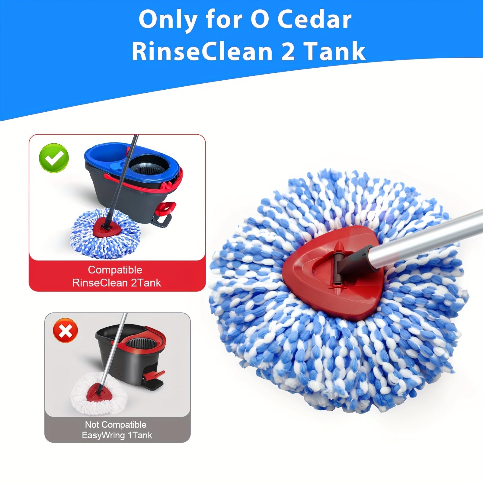Microfiber Spin Mop o‘rnashadigan boshlar va tutqichlar to‘plami 2 tankli tizim uchun