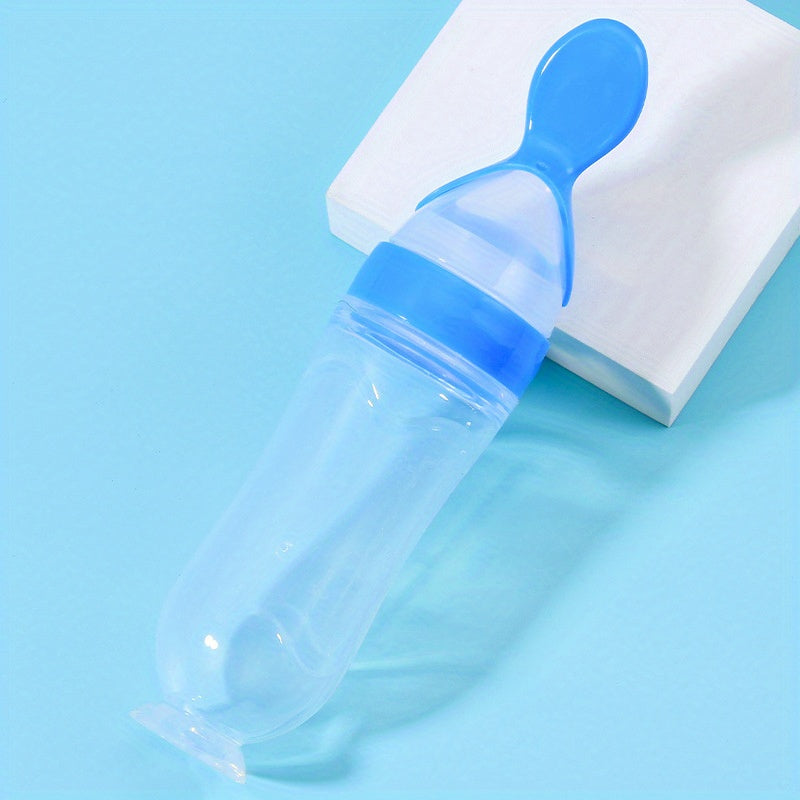 Silicone Baby Feeding Bottle with Spoon for Infants and Toddlers