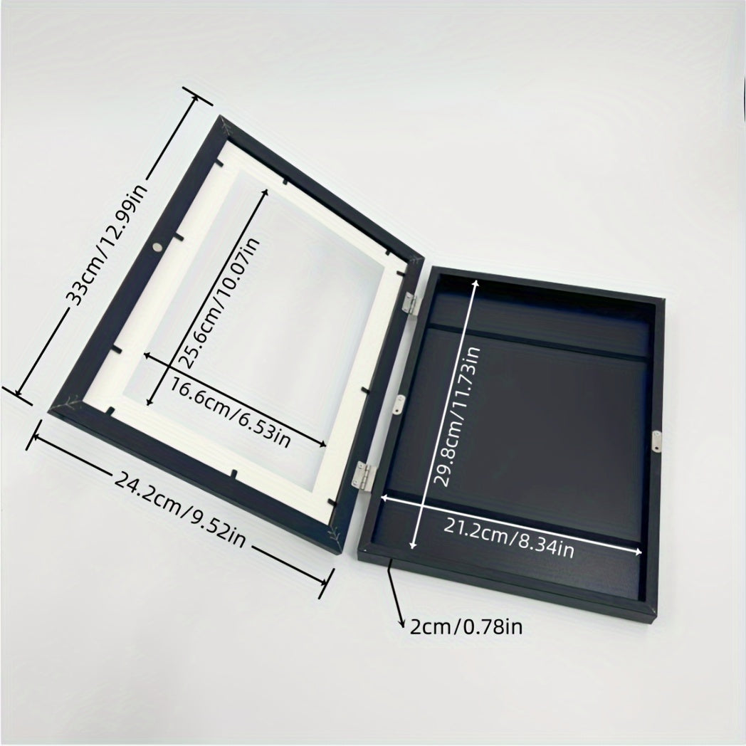 Children's Wooden Art Photo Frame with Two-Fold A4 Storage Display