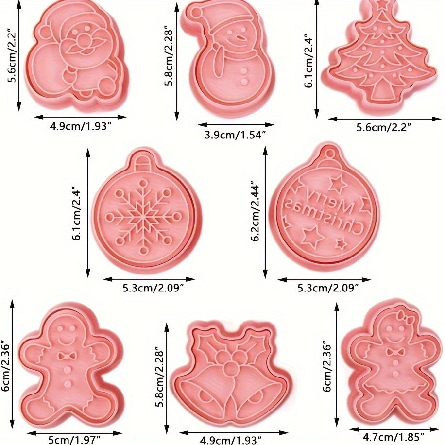 Set of 8 Christmas Cookie Cutters Plastic Molds for Baking and Decorating