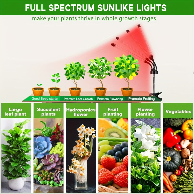 Adjustable Full Spectrum LED Plant Grow Light with Dimmable Fill Light for Indoor Gardens