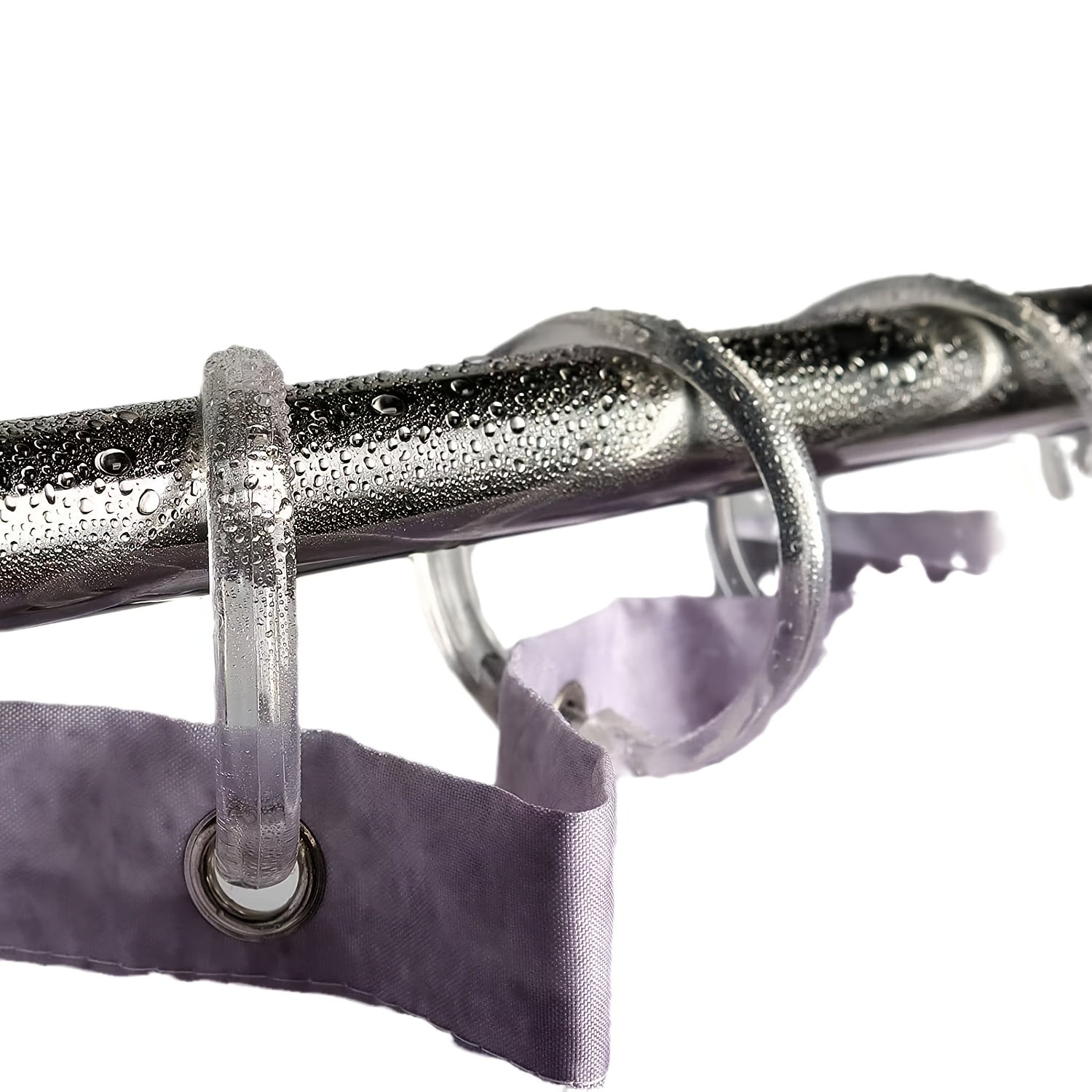 12 Durable Clear Plastic Shower Curtain Rings for Bathroom Curtains and Window Rods