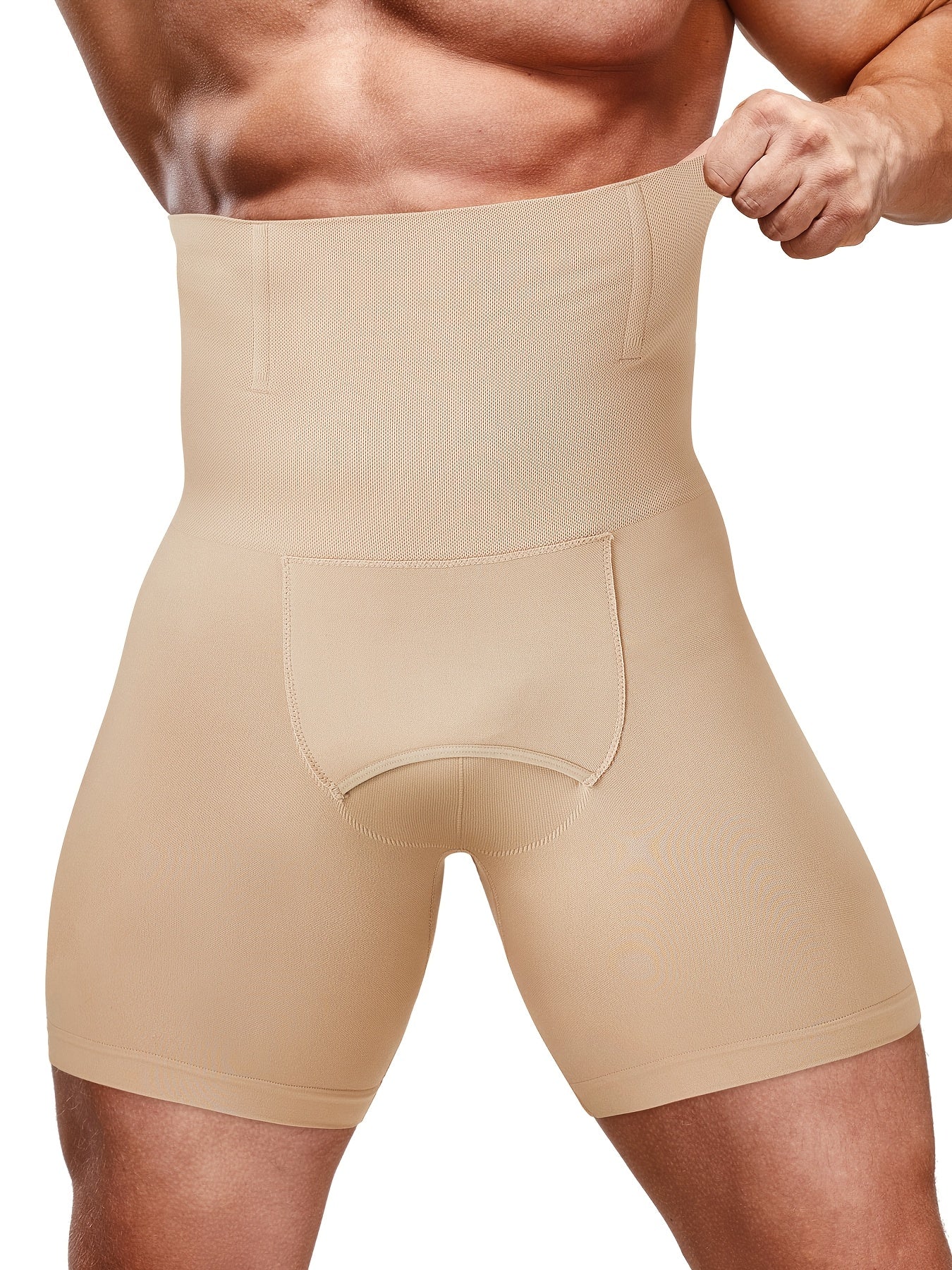 Men's High-Compression Seamless Tummy Control Shorts Breathable Nylon Spandex Slimming Body Shaper