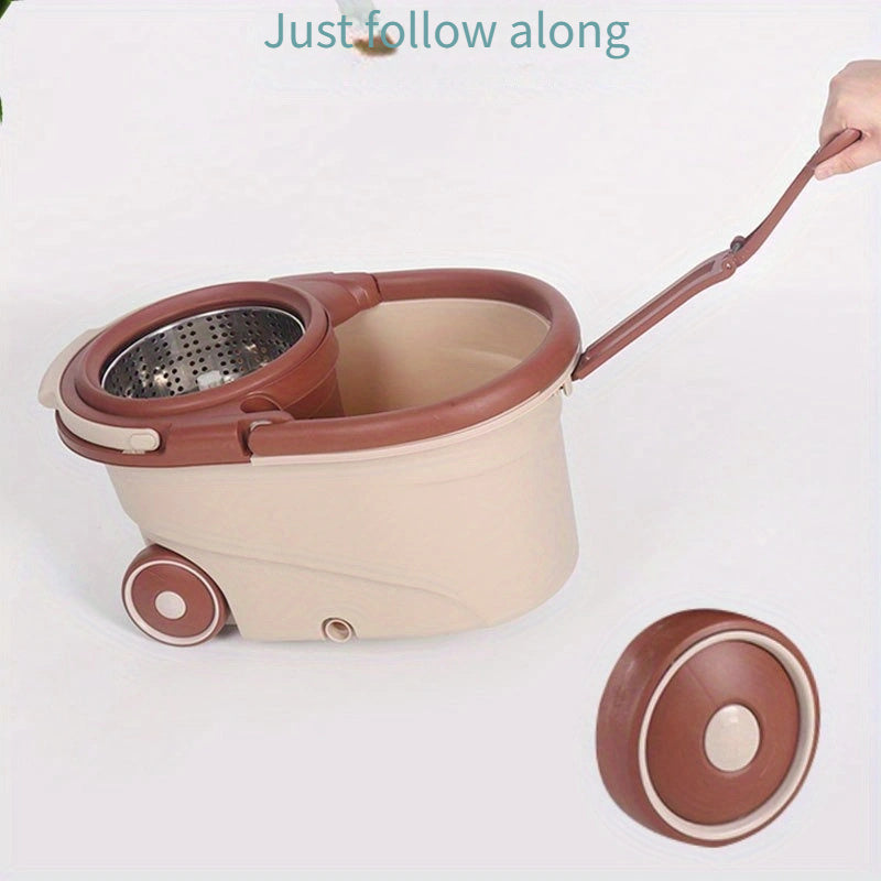 Katta hajmli 360° aylanadigan Spin Mop va kova to'plami, zanglamaydigan po'latdan yasalgan tutqich bilan