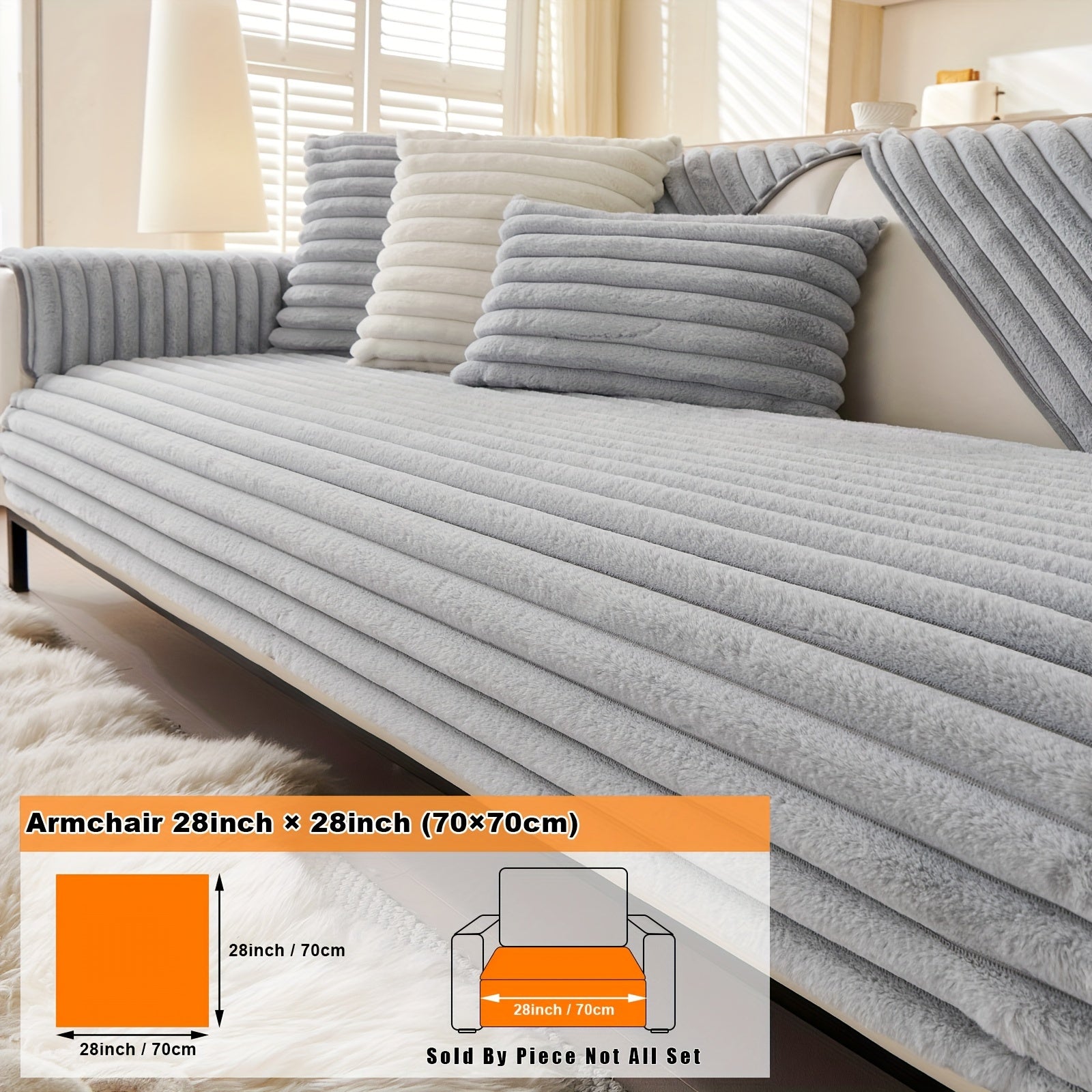 Barcha turdagi divanlar uchun mo'ljallangan, sun'iy quyon junidan tayyorlangan zamonaviy plush divan qoplamasi, mushuk va it egalari uchun iliqlik va himoya ta'minlaydi.