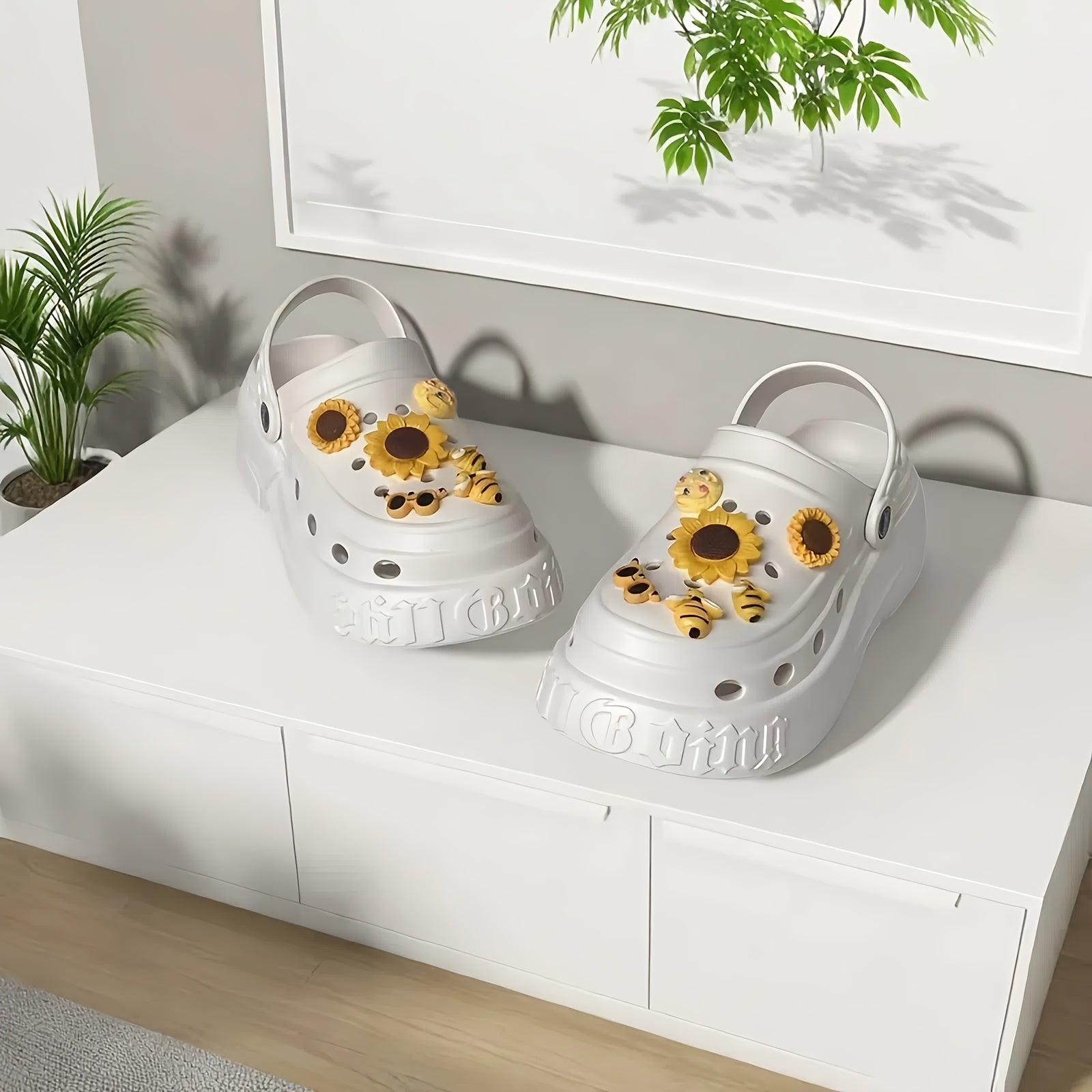 Women's EVA Summer Shoes with Sunflower Bee Design and Thick Sole