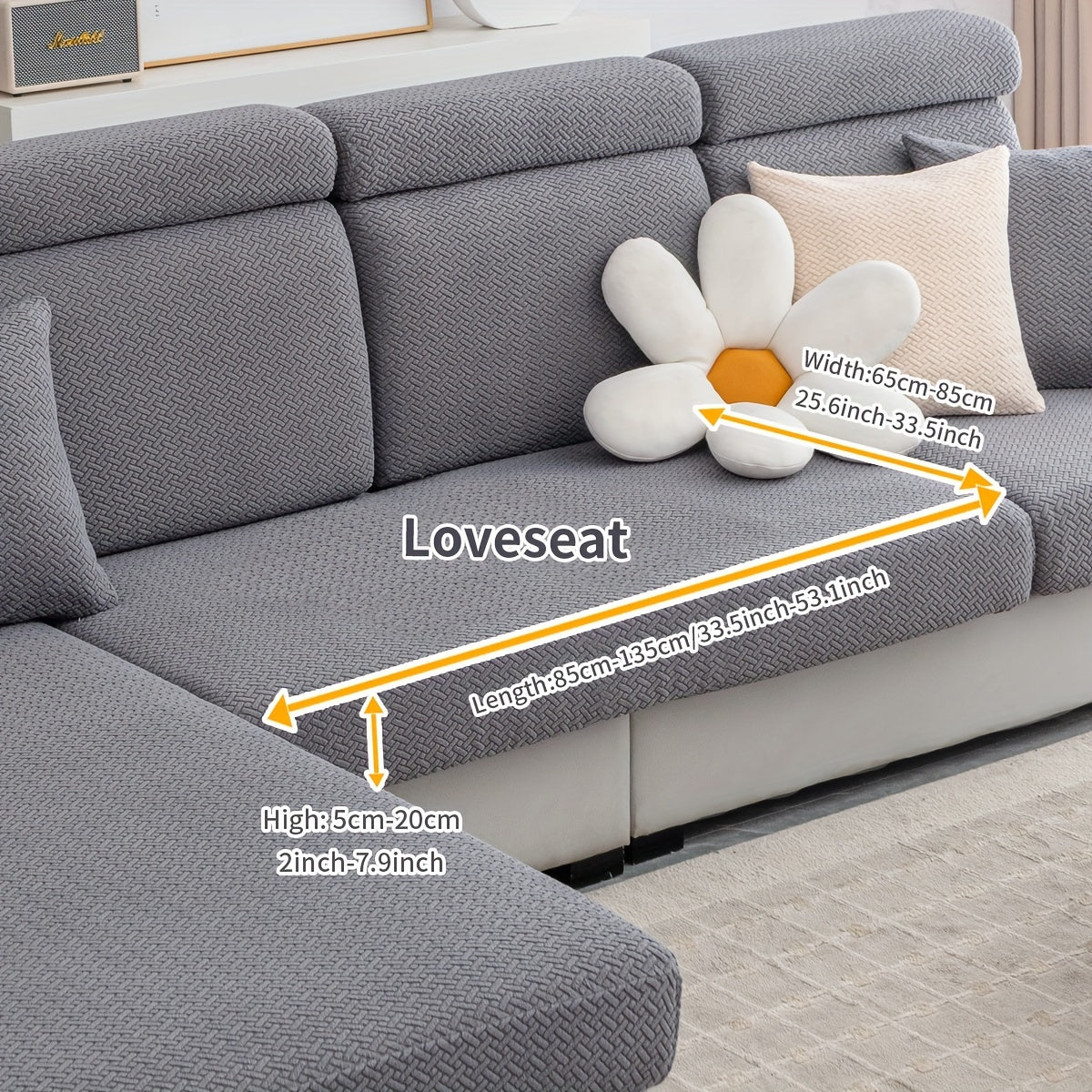 Checkered Pattern Polar Fleece Sofa Cover Boho Style Stretch Fabric Stain and Pet Scratch Protection