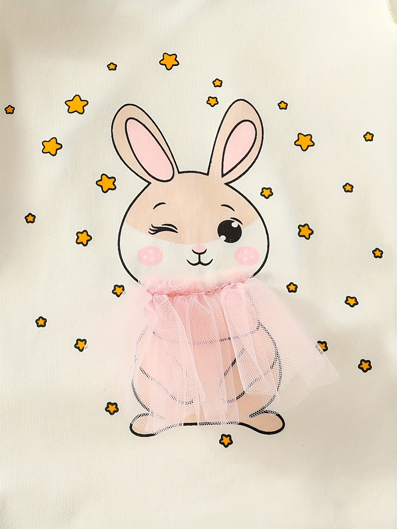 Baby Girl T-Shirt Set Long Sleeve Rabbit Print Geometric Pattern for All Seasons