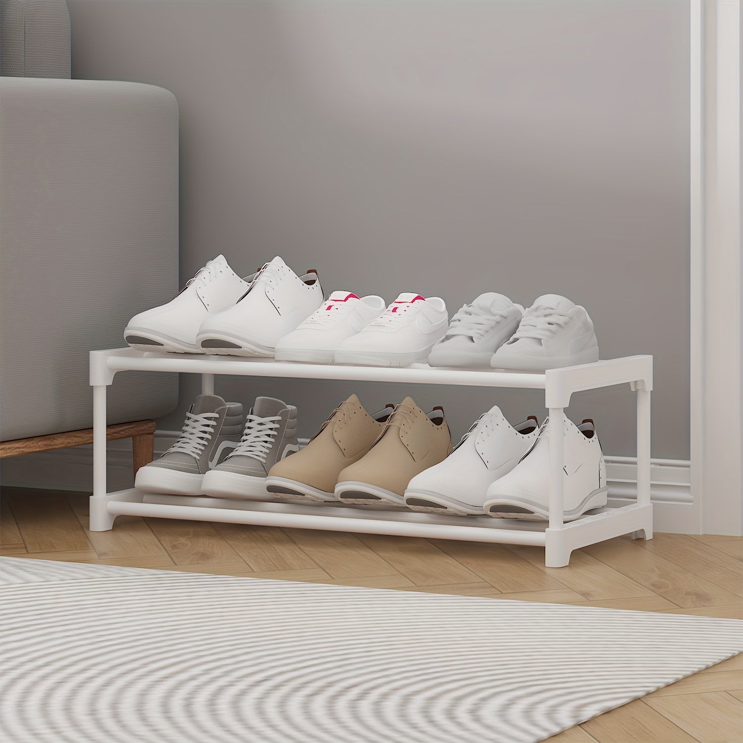 3-Tier Metal and Plastic Shoe Rack with Stable Design and Easy Assembly