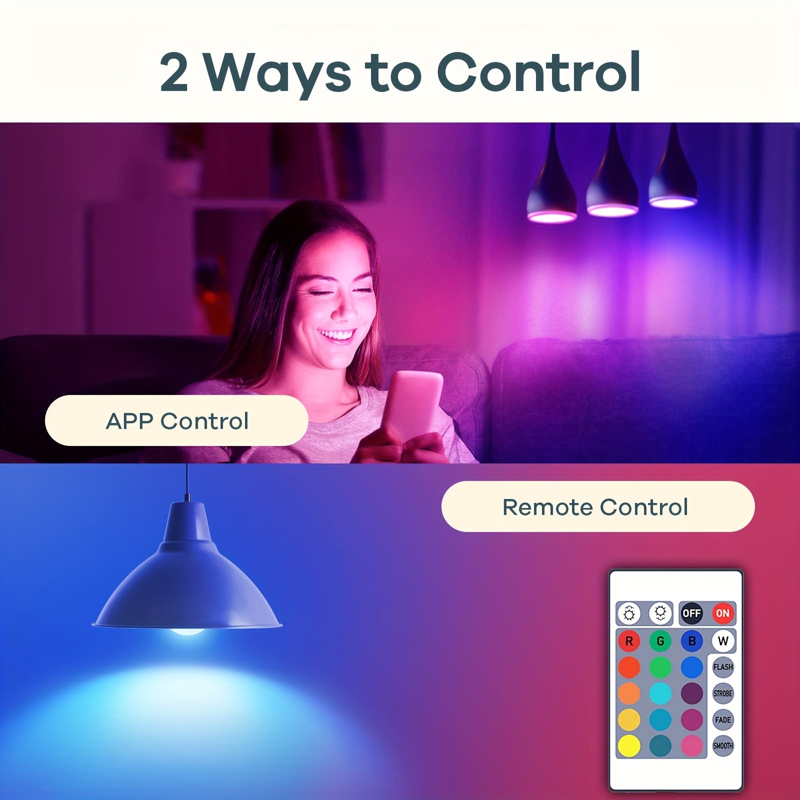 LCUTML aqlli LED lampalar RGBW rang o'zgartirish, dimmable variantlar, musiqa sinxronizatsiyasi va oson uy o'rnatish uchun ilova boshqaruvi taklif etadi. Ular energiya tejovchi va masofadan boshqarish pultiga ega, mos keladi