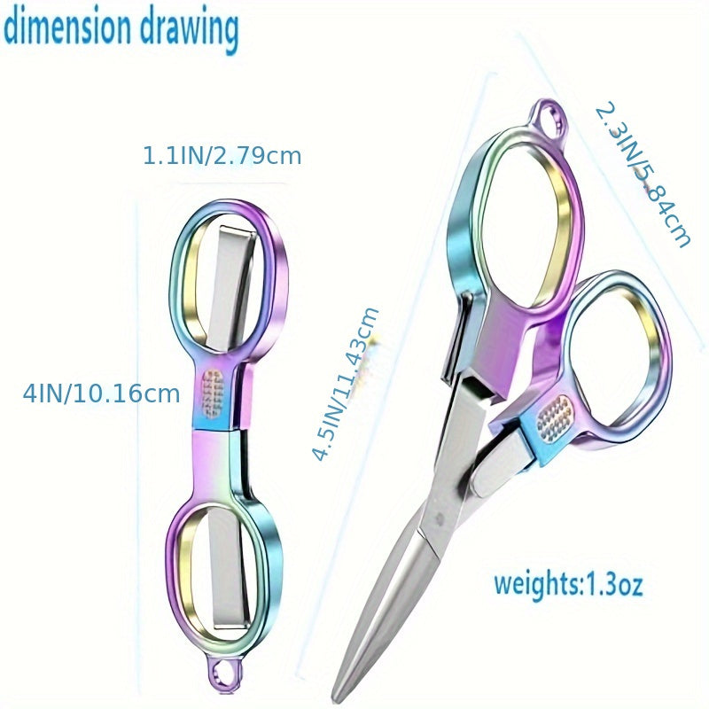 Унисекс ножницы складные из нержавеющей стали с радужным покрытием, портативные для путешествий и повседневного использования