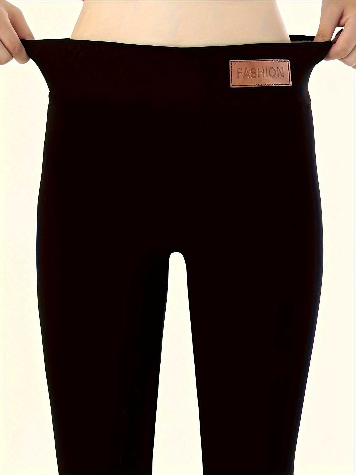 Women's Plush Lined Tights Leggings for Fall Winter Solid Color Polyester Elastane