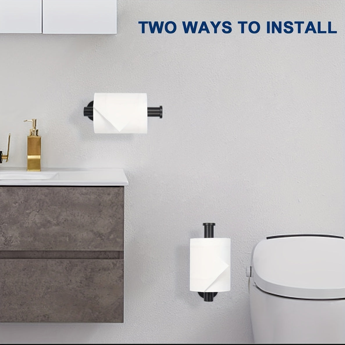 Devorga o'rnatiladigan qora zanglamaydigan po'latdan yasalgan o'ram va hojatxona qog'ozini ushlagich