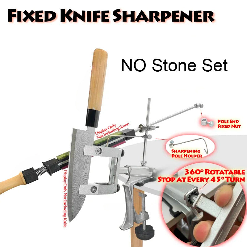 XK Professional Knife Sharpening System bilan sozlanadigan statik burchak, 360° aylantirish, ko'p bosqichli maydalash va silliqlash to'plami, olmos va moy toshi, klamp, tutqich va o'rnatish uchun asboblar bilan ta'minlangan