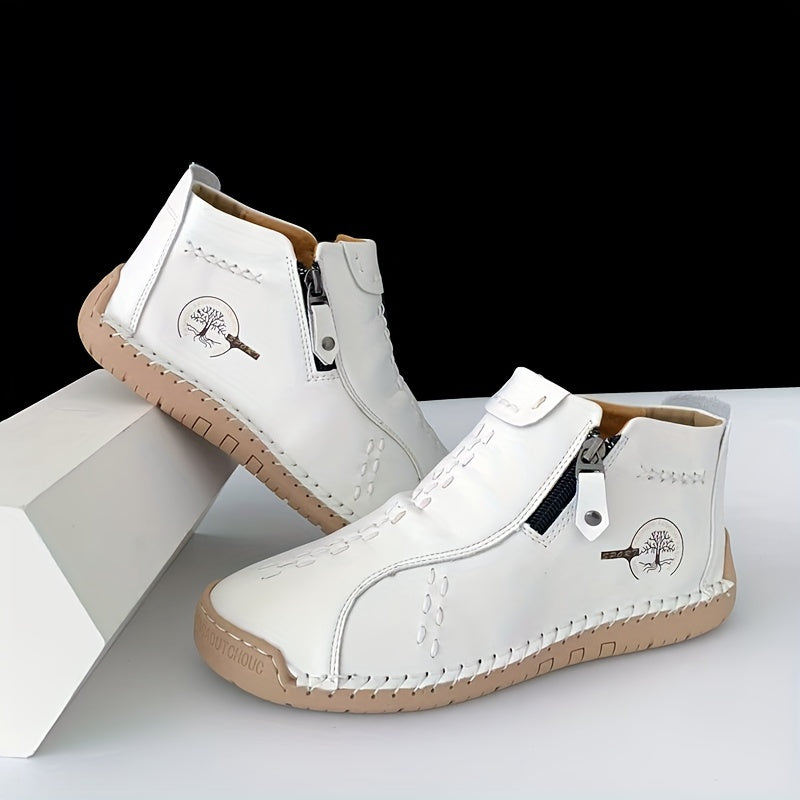 Женские ботинки на щиколотке повседневные однотонные с молнией на плоской подошве, универсальные для всех сезонов