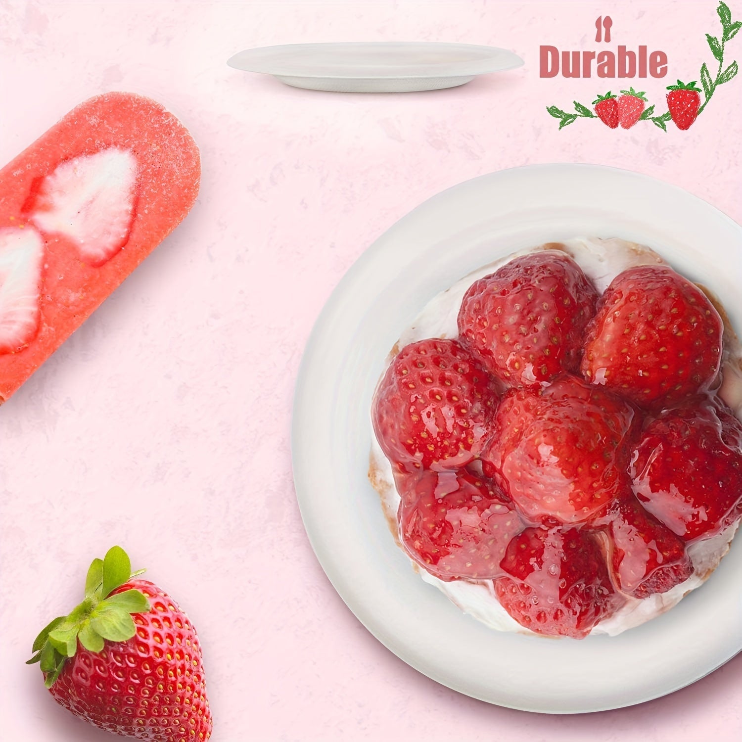 Paquete de 100 platos desechables de uso intensivo, 15.24 cm, vajilla de fibra de caña de azúcar