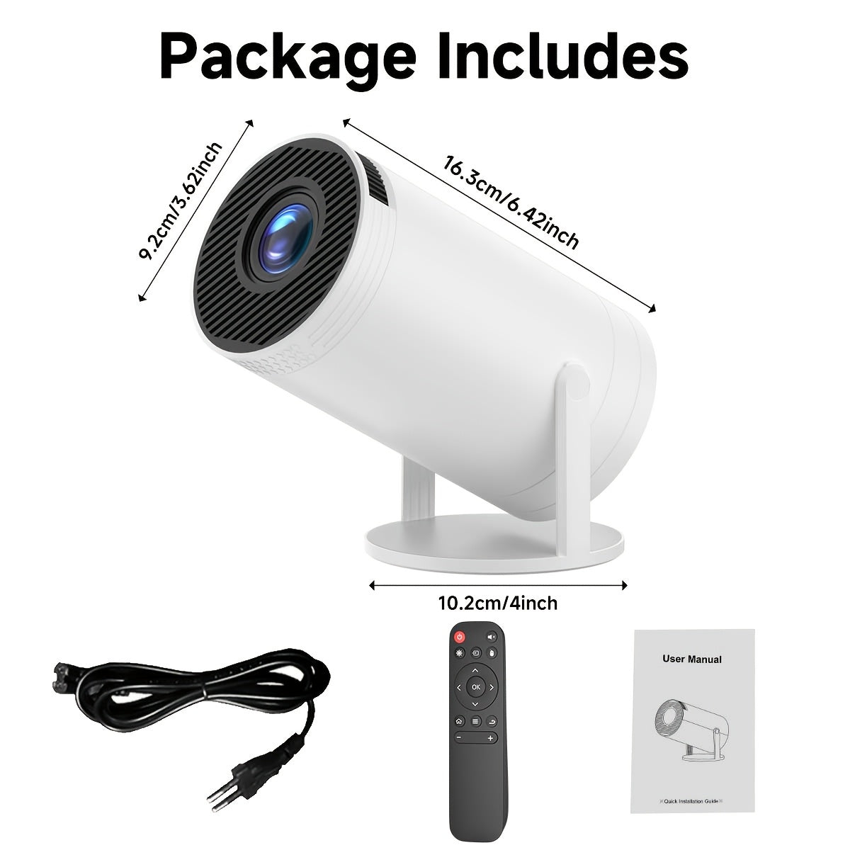 Portativ Android proyektori 130 dyuymli displey, Wifi6, TV ilovalari bilan