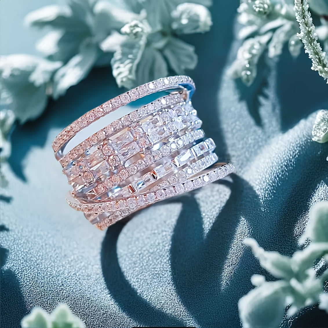 Unisex Zirconia Wide Hollow Copper Ring for Weddings and Occasions