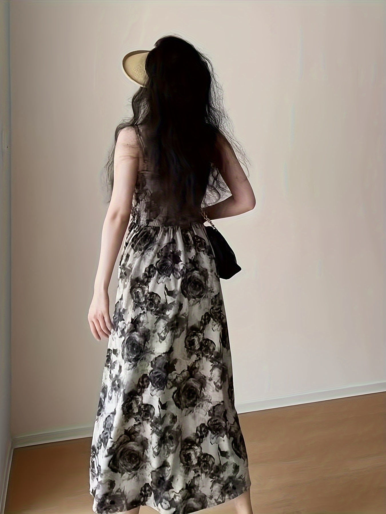 Conjunto de ropa con estampado floral para mujer con vestido de camisola y cárdigan para primavera y verano