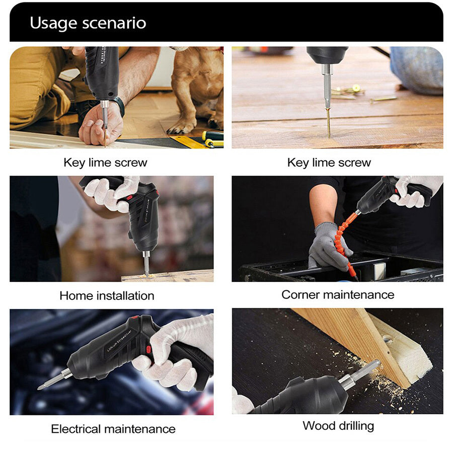Juego de herramientas eléctricas con batería de litio de 1300mAh, destornillador inalámbrico para mantenimiento del hogar