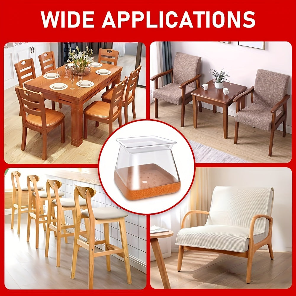 "Stul oyoqlari uchun silikon anti-slip ovoz o'chiruvchi mato o'ralari - 4-dona kvadrat qoplamalar aralash ranglarda, yog'och va plitka yuzalarida polni himoya qilish uchun 360° o'ralgan dizayn"