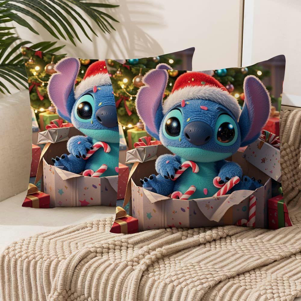 Set of 2 Christmas Stitch Throw Pillow Covers Cushion Cases for Couch and Home Decor