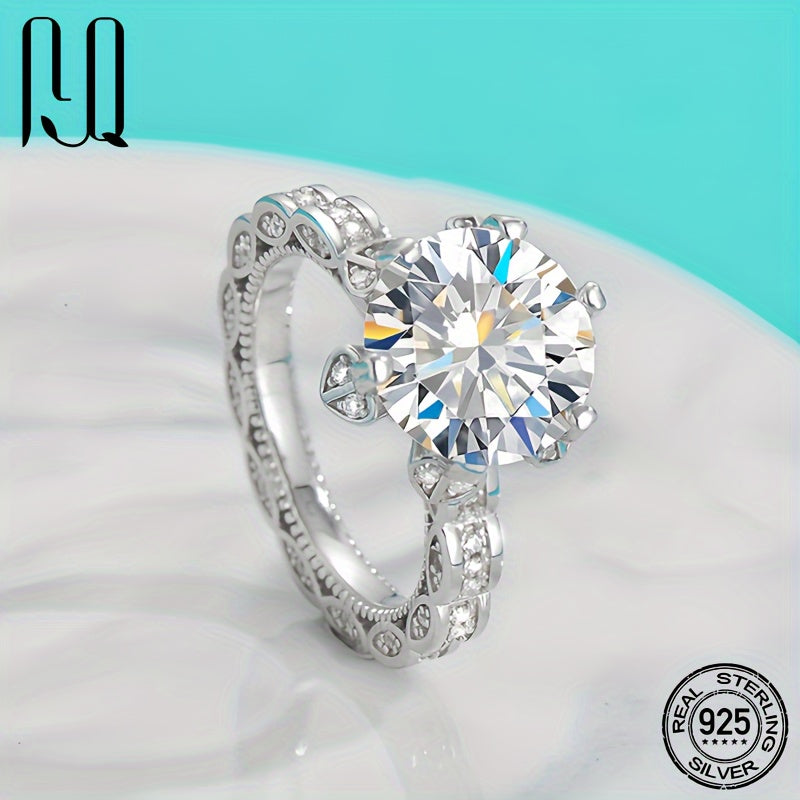 S925 Silver Moissanite Wedding Ring 8.2g 18k White Gold Plated 5 Layers