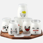 Set of 6 Glass Jars 150ml with Flip Top Lids for Yogurt Pudding Honey Jam Reusable