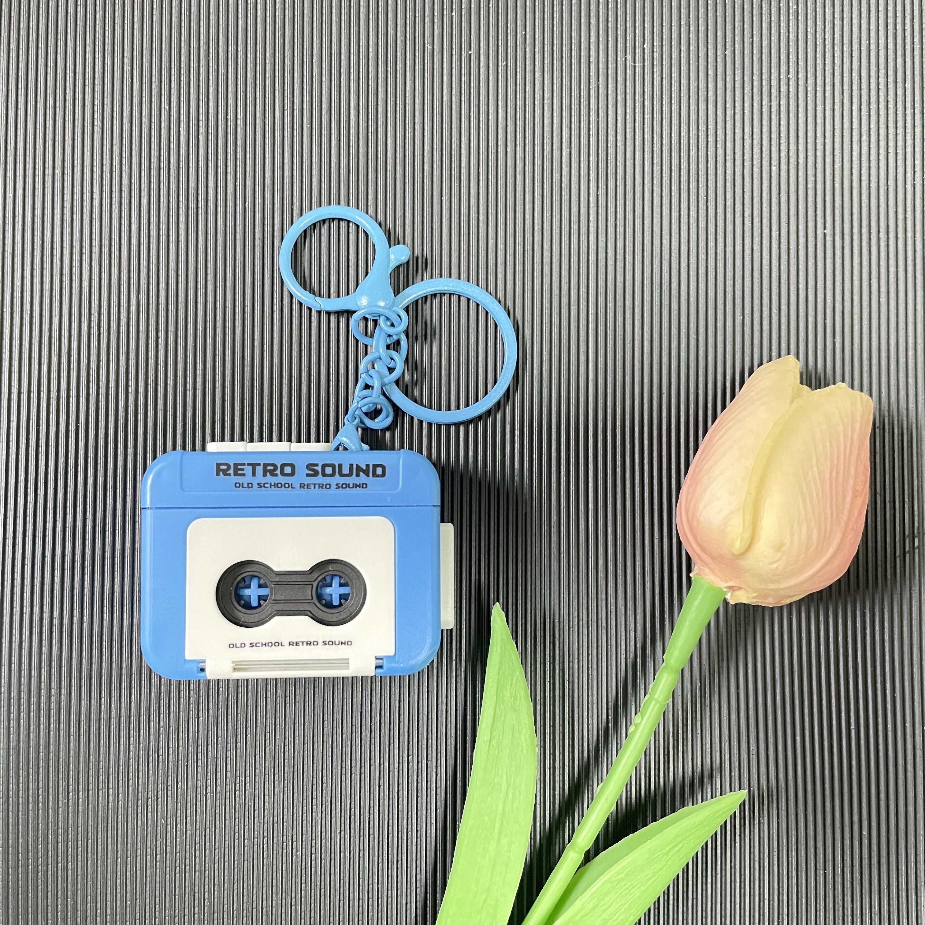 Retro Vinyl Tape Recorder Keychain Mini Cassette Tape Charm PVC Audio Gift