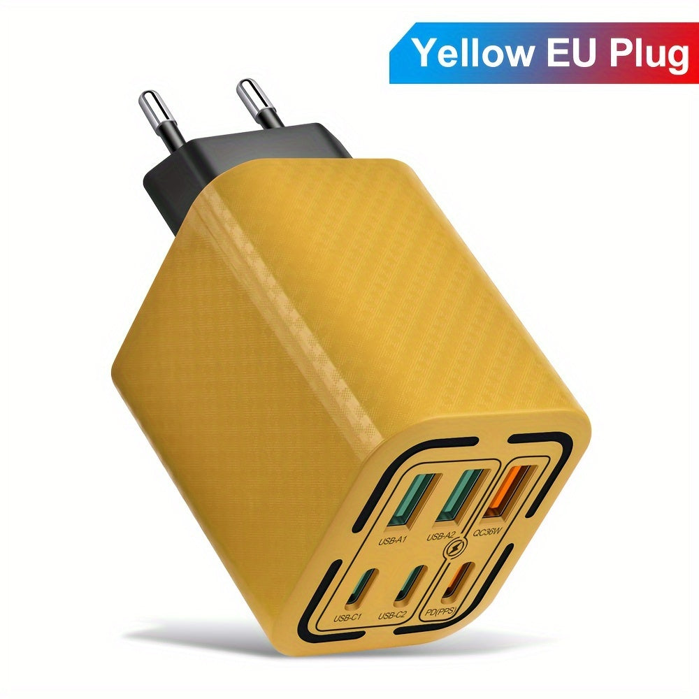 50W 6-Port USB C Charger Fast Charging Multi-Device Power Adapter for iPhone and Samsung