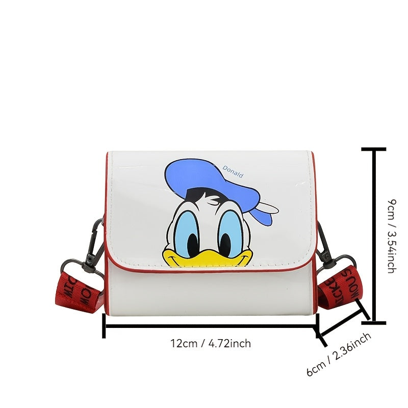 Kids Crossbody Bag with Cartoon Mickey and Minnie Mouse Design Durable PU Material for Travel and Outings
